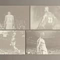 Basketball Player Sculptures With 24 And 23 Jersey Numbers In Dynamic Poses