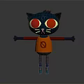 Dark Blue Cat Like Game and Movie Character With Red Eyes Orange Shirt Blue Shoes