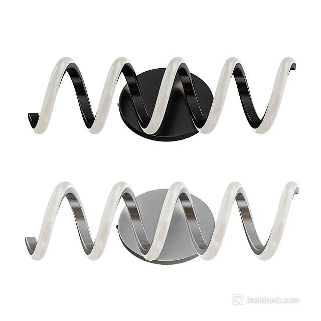 Modern Spiral Design Wall Lamps for Interior Decor with White Spiral and Black Silver Bases 3d model 