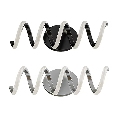 Modern Spiral Design Wall Lamps for Interior Decor with White Spiral and Black Silver Bases 3d model