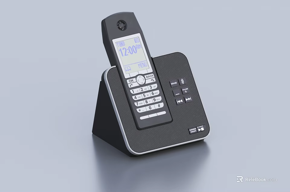 Digital Cordless Phone With LCD Display Screen Numeric Keypad And Base Station 3d model 
