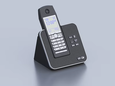 Digital Cordless Phone With LCD Display Screen Numeric Keypad And Base Station 3d model