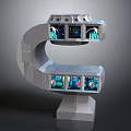 Innovative Curved Electronic Console With Multi Layered Display Screens And Modern Design