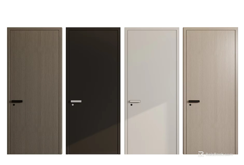 Modern Flush Doors In Various Colors With Wooden Texture And Sleek Design For Home Use 3d model 