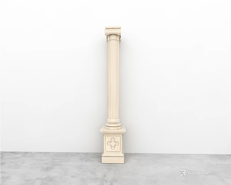 Classical Roman Fluted Column With Ornate Capital And Pedestal Base Design 3d model 