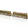 Rustic Wooden And Stone Wall Models With Mossy Surfaces And Sturdy Bases