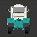 Turquoise And White Toy Tractor Model With Large Wheels Detailed Design
