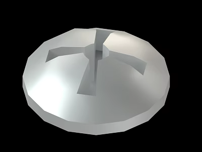 Shiny Silver Round Metallic Object With Central Cross Shaped Groove 3d model