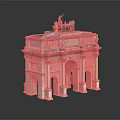 Grand Classical Stone Entrance Gate With Triple Arch Design And Ornate Top Chariot Statue
