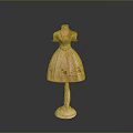 Yellow Floral V neck Dress on Pink Mannequin Stand Elegant Feminine Fashion