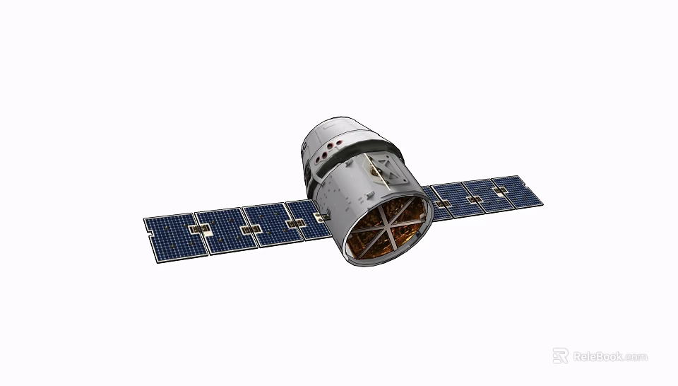 Advanced Orbital Satellite With Solar Panels And Cylindrical Structure 3d model 