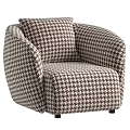 Brown And White Houndstooth Pattern Single Sofa With Modern Cozy Design 3d model