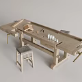Wooden Workbench Table and Stool Set with Practical Storage and Small Tools