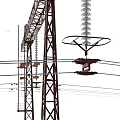 Industrial Electrical Power Transmission Equipment with Steel Lattice Towers and High Voltage Lines