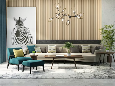 Nordic Sofa Coffee Table Combination Ruichi Sofa Coffee Table Leisure Chair Combination 3d model