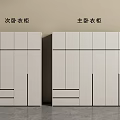 Modern White Wardrobe Design for Master and Second Bedrooms with Panel Doors 3d model