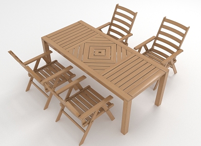 Modern Outdoor Tables and Chairs Wooden Tables and Chairs 3d model