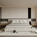 Modern Bedroom Interior With Minimalist Design King Bed Nightstands Rug And Green View