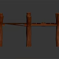 Simple Red Wooden Stools With Slatted Seats And Straight Legs Design