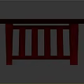 Red Square Wooden Table With Decorative Dark Stripe And Hollow Side Structure