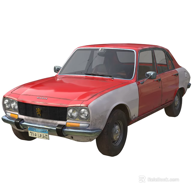 Classic Red And White Sedan Car With Retro Exterior Design Features 3d model 