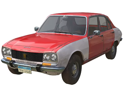 Classic Red And White Sedan Car With Retro Exterior Design Features 3d model