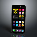 Smartphone Home Screen Showing Colorful App Icons With Yellow Radiation Symbol