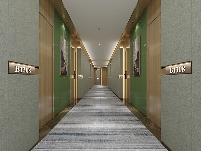 Hotel Corridor Carpet Modeling Wall Door Plate Hanging Painting model