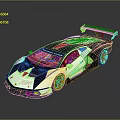 Modern Black White Blue Racing Car With Aerodynamic Body And Rear Spoiler Design