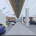 4S Store Showroom Modern Interior With Multiple Cars On Display And Comfortable Seating