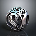 Furniture Decorative Shiny Silver Metal Sphere With Intricate Cutout Patterns