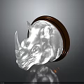 Stylish Home Decor Furniture With Silver Rhinoceros Head And Brown Base