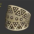 Intricate Metallic Bangle With Geometric Triangular And Circular Hollow Patterns