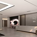 Modern Minimalist Reception Lobby With Delicate Wire Partition And Warm Ambient Indoor Lighting