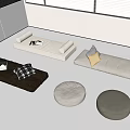 Stylish Modern Living Room Interior With Sofa Carpet Throw Pillows And Small Stools