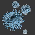 Blue Virus Particles 3D Rendered With Multiple Spikes On Dark Background 3d model