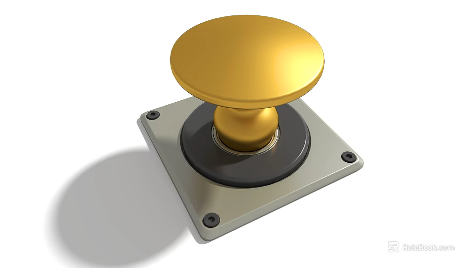 Golden Knob Hardware Tool With Square Metal Base And Fixing Screws 3d model