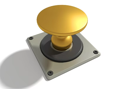 Golden Knob Hardware Tool With Square Metal Base And Fixing Screws 3d model
