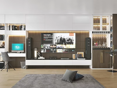 Modern TV Console Design With Storage Cabinets TV Display Shelves And LED Lighting 3d model