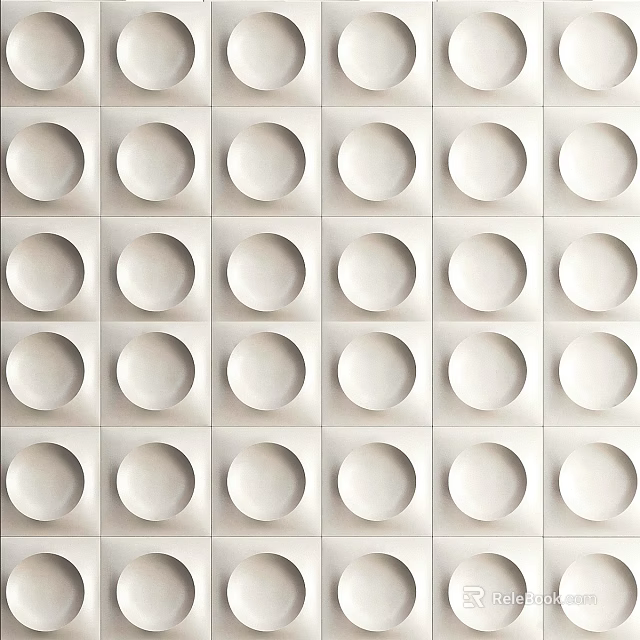 White Wainscoting Design With Neatly Arranged Circular And Square Geometric Patterns 3d model 