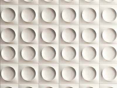 White Wainscoting Design With Neatly Arranged Circular And Square Geometric Patterns 3d model