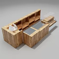 Wooden Retail Display Counter With Glass Showcase And Storage Shelves