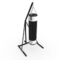 Free Standing Black And White Punching Bag With Stable Metal Stand For Home Use