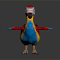 Plush Colorful Bird Toy Red Head Yellow Body Blue Tail Large Beak Standing Pose