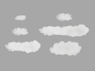Beautiful Natural Scenery With Soft White Clouds Floating On Plain Gray Background 3d model