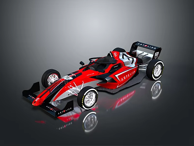 Red and Black Race Car With Aerodynamic Design And White Alloy Wheels 3d model