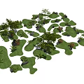 Garden Decorative Features With Green Grass Mounds Small Plants And Stones