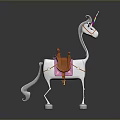 Cute Toy Unicorn Figure With White Body Orange Saddle Pink Decoration And Colorful Striped Horn