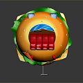 Cartoon Ladybug Shaped Hamburger Car With Orange Body Red Spots And Green Wheels