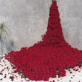 Red Rose Petals Waterfall Decoration With Gray Wall White Pot And Palm Plant